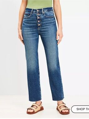 LOFT Straight-Leg High-Rise Button-Fly Jeans - Blue
Worn once. Too big